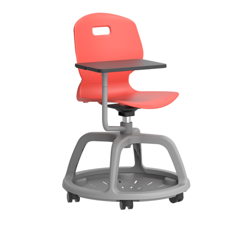 Arc Community Swivel Chair with Arm Tablet - Coral