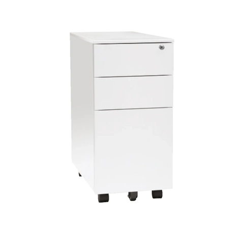 Steel Mobile Pedestal - Slim - White