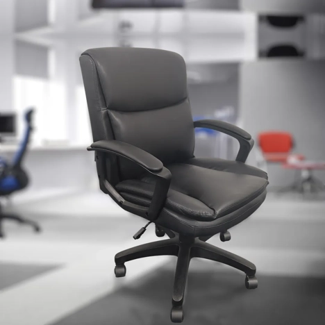 Mid-back Black Faux Leather Managers Chair