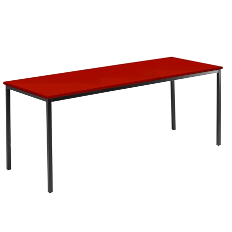 Rectangular Student Spiral Stacking Table - 1800 - 710 High - Black Frame - Red