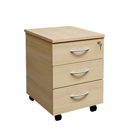 Under Desk Mobile Pedestal - 3 Drawer - Oak
