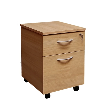 Under Desk Mobile Pedestal - 2 Drawer - Beech