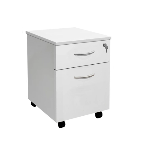 Under Desk Mobile Pedestal - 2 Drawer - White