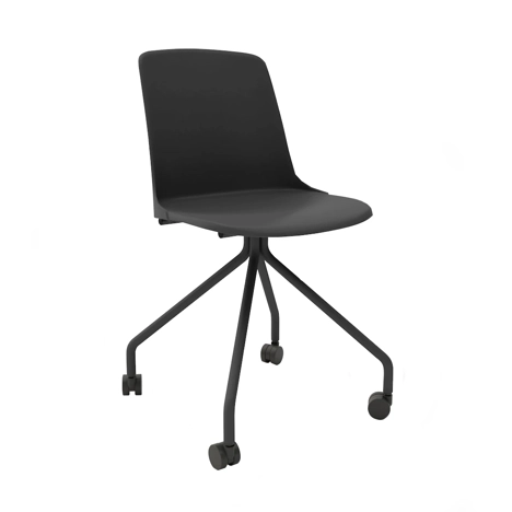 UNO Quad Base Conference Chair with Colour Matched Frame - Black with Black Frame