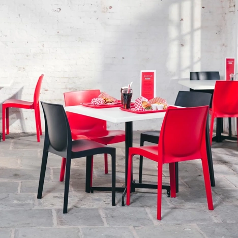 Werzalit Square White Table with Madrid Flip-top Base