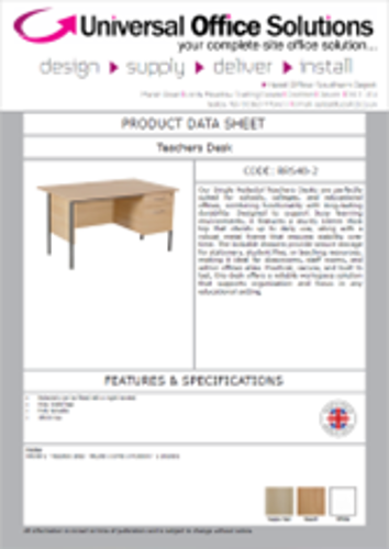 DATA SHEET - Teachers Desk (RRS60-3)