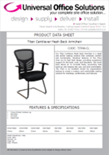 DATA SHEET - Titan Cantilever Mesh Back Armchair