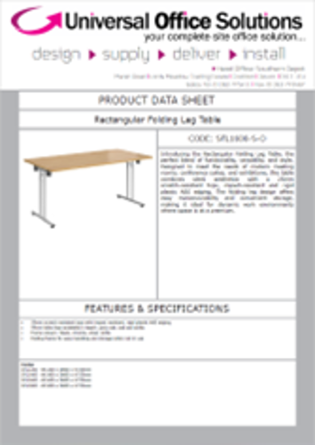 DATA SHEET - Rectangular Folding Leg Table (SFL1600)