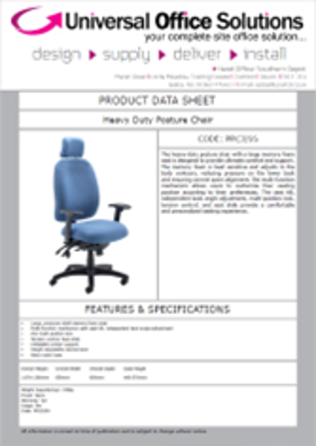 DATA SHEET - Heavy Duty Posture Chair (PPi(3)SS-HR-AA)