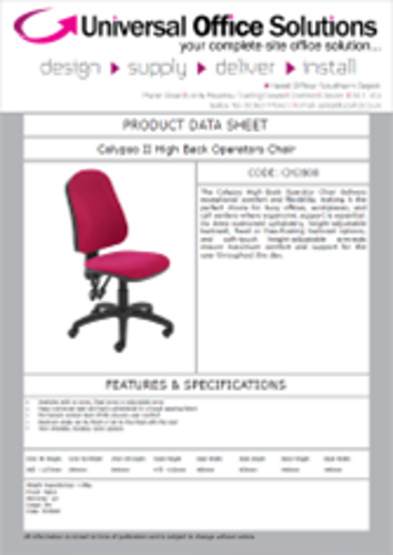 DATA SHEET - Calypso II High Back Operator Chair (CH2800)