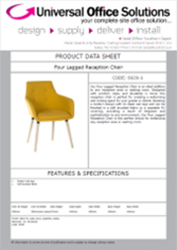 DATA SHEET - Four Legged Reception Chair (6929)