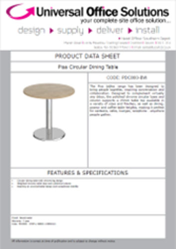 DATA SHEET - Pisa Circular Dining Table (PDC800)
