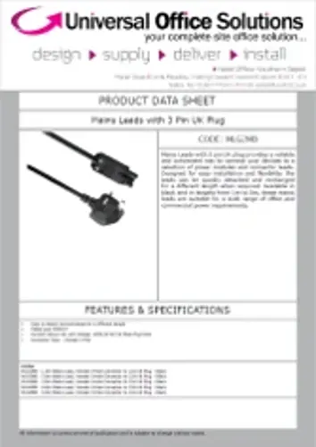 DATA SHEET - Mains Leads with 3 Pin UK Plug (MLG2MB)