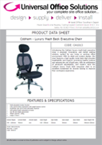 DATA SHEET - Cobham - Luxury Mesh Back Executive Chair (OA1013)