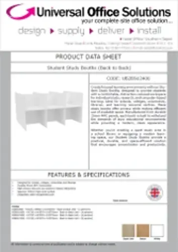 DATA SHEET - Student Study Booths (UB2BSU1600)
