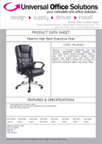 DATA SHEET - Palermo High Back Executive Chair (PAL300K2)