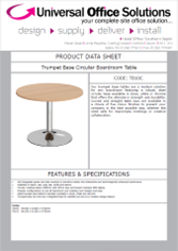 DATA SHEET - Trumpet Base Circular Boardroom Table (TB10C)