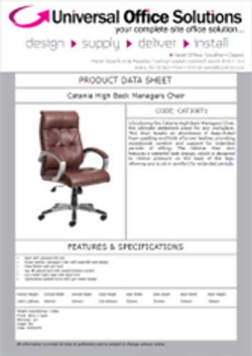 DATA SHEET - Catania High Back Managers Chair (CAT300T1)