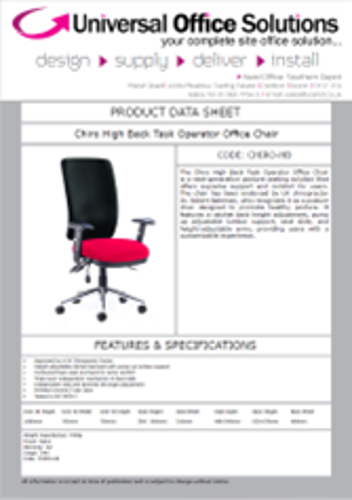 DATA SHEET - Chiro High Back Task Operator Office Chair (OP000006)