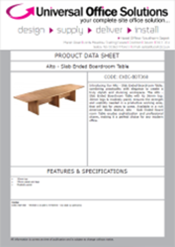 DATA SHEET - Alto - Slab Ended Boardroom Table (EXEC-BDT360)
