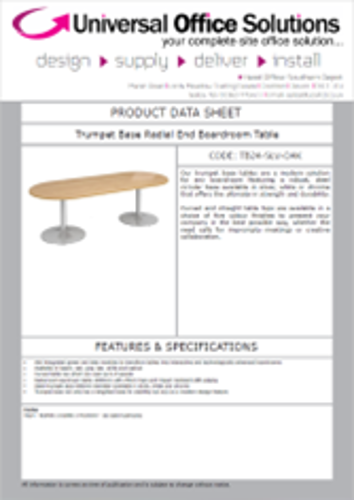 DATA SHEET - Trumpet Base Radial End Boardroom Table (TB24)