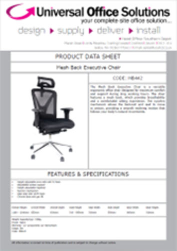 DATA SHEET - Mesh Back Managers Chair(MB442)