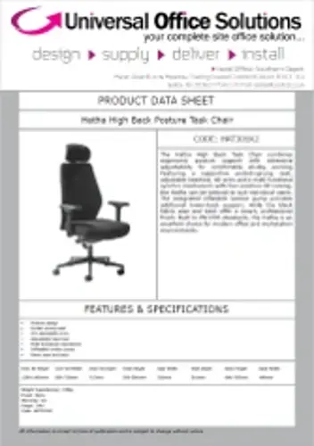 DATA SHEET - Hatha High Back Posture Task Chair (HAT301K2-K)