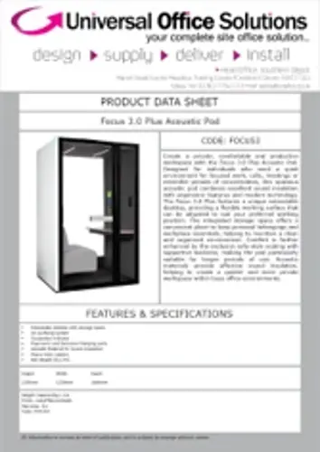DATA SHEET - Focus 3.0 Plus Acoustic Pod