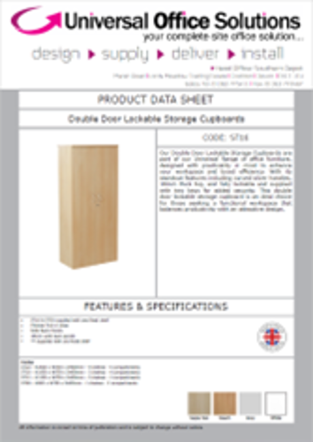 DATA SHEET - ST16 - Double Door Lockable Storage Cupboards