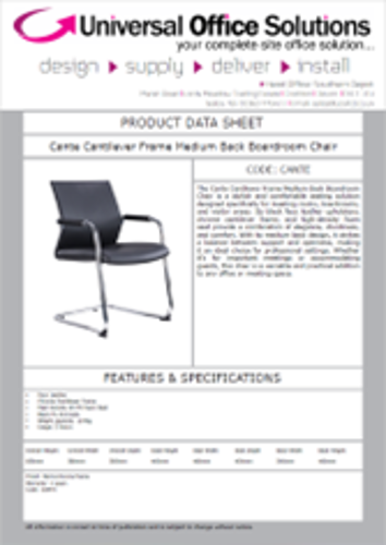DATA SHEET - Cante Cantilever Frame Medium Back Boardroom Chair (CANTE)