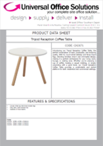 DATA SHEET - Tripod Reception Coffee Table (CH2672)