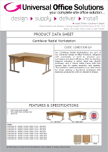 DATA SHEET - LDRD1500-LH - Cantilever Radial Workstation