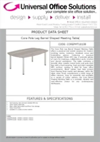 DATA SHEET - Core Pole Leg Barrel Shaped Meeting Table (COREPMT1810B)