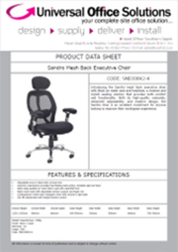 DATA SHEET - Sandro Mesh Back Executive Chair (SND300K2-K)
