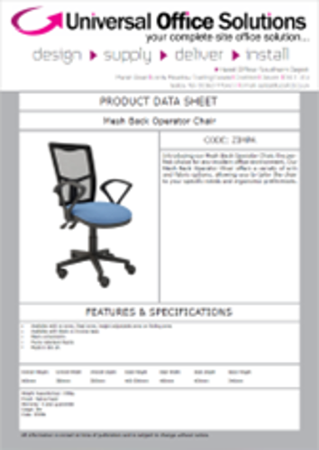 DATA SHEET - ZIMP Mesh Back Operator Chair(ZIMPA)
