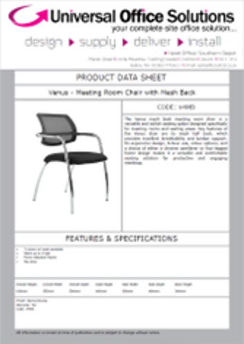 DATA SHEET - Venus - Meeting Room Chair with Mesh Back (V4MB)