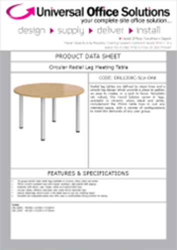 DATA SHEET - Circular Radial Leg Meeting Table (DRL1200C)