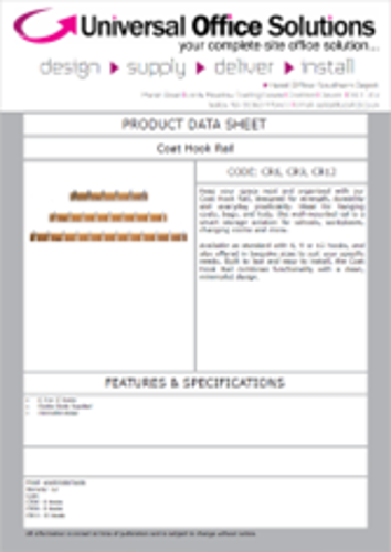 DATA SHEET - Coat Hook Rail (CR6 - CR9 - CR12)
