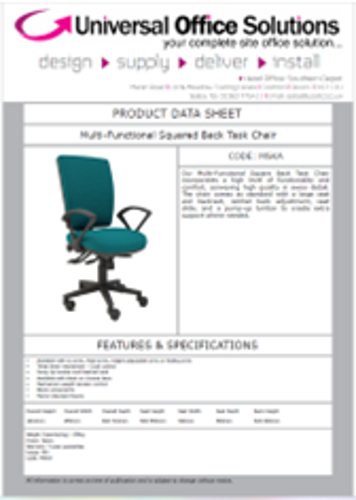 DATA SHEET - Multi-Functional Squared Back Task Chair (MSK)
