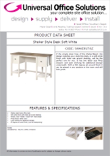 DATA SHEET - Shaker Style Desk Soft White (SHAKERSTYLE)