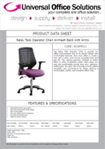 DATA SHEET - Relay Task Operator Chair Airmesh Back With Arms(OP000115)