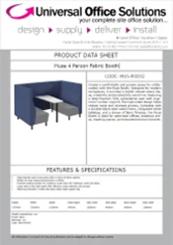 DATA SHEET - Muse 4 Person Fabric Booth (MUS-POD2)