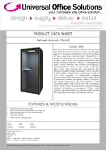 DATA SHEET - Retreat Acoustic Booth