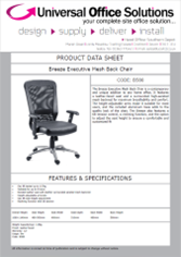 DATA SHEET - Breeze Executive Mesh Back Chair (B580)