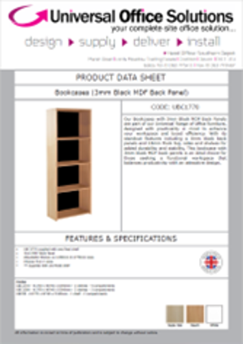 DATA SHEET - UBC1770 - Bookcases with 3mm MDF Black Back Panel
