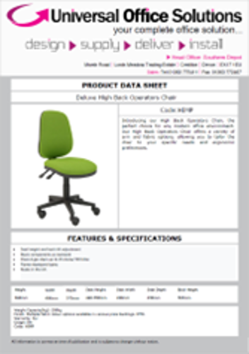 DATA SHEET - High Back Operators Chair (HIMP)