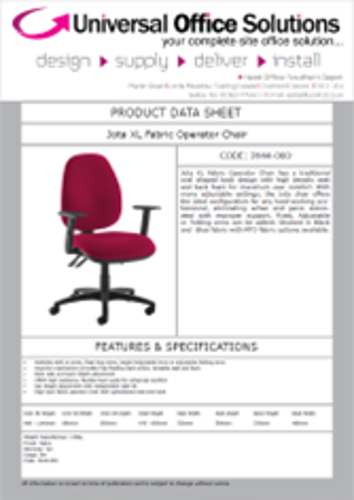 DATA SHEET - Jota XL Fabric Back Operator Chair