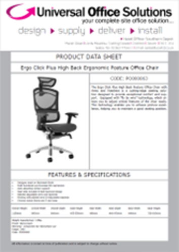 DATA SHEET - Ergo Click Plus High Back Ergonomic Posture Office Chair (PO000063)