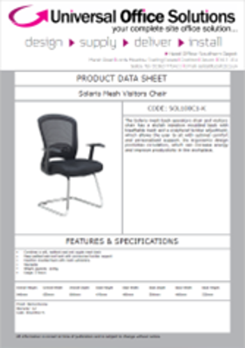 DATA SHEET - Solaris Mesh Visitors Chair (SOL100C1-K)