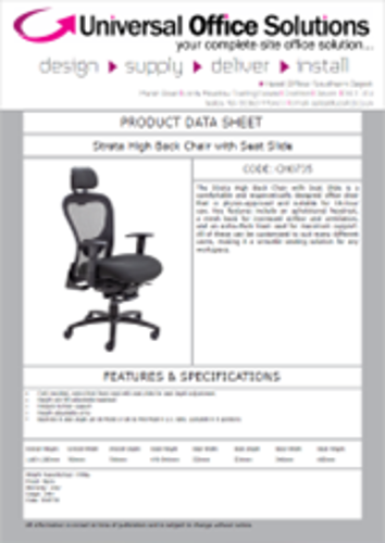 DATA SHEET - Strata High Back Chair with Seat Slide (CH0735)